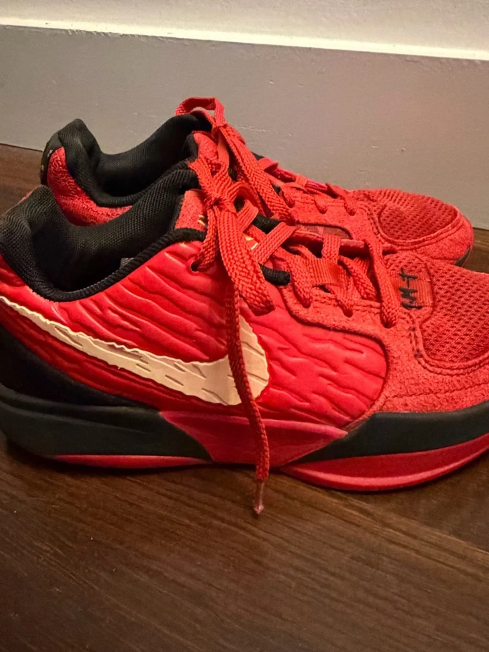 Nike Ja 2 “Nightmare” Kids Red Lace-Up Sneakers size 3.5